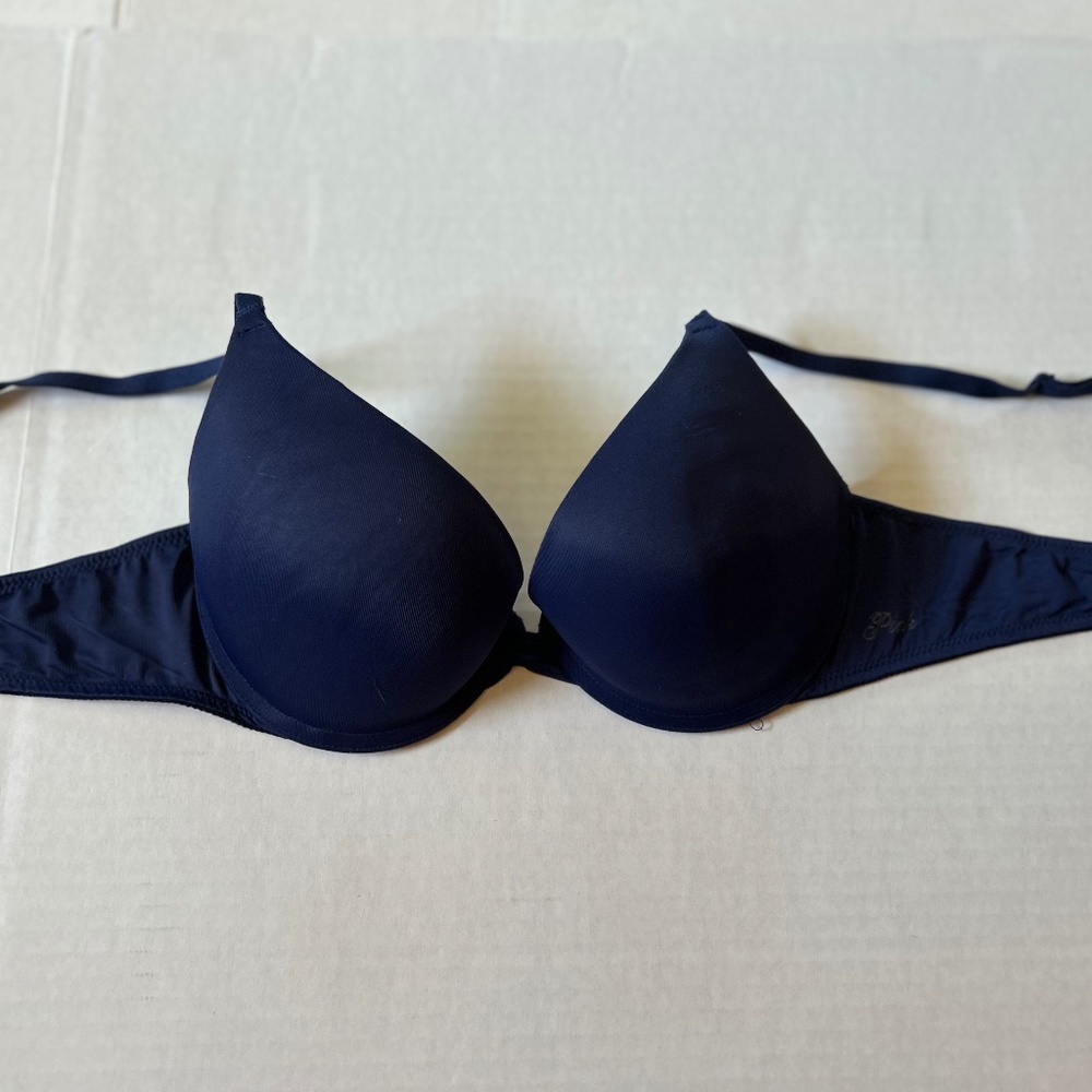Pink, water everywhere push up bra, Navy 36B